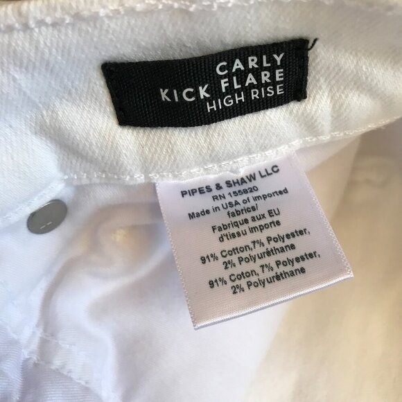 Veronica Beard Carly Kick Flare Jeans Denim Womens 27 White Raw Hem High Rise - Picture 8 of 13